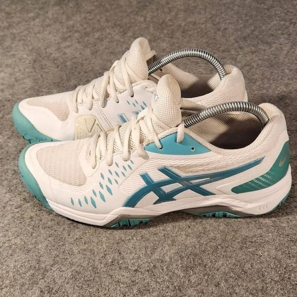 Asics GEL-Challenger Shoes Womens Size 9‎ White Teal Tennis Sneakers 1042A041